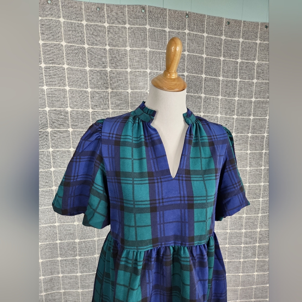 Sugarlips Hudson Plaid Jacey Babydoll Eyelet Mini Dress - Picture 4 of 9